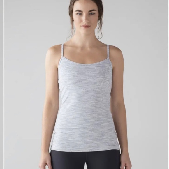 Lululemon power Y tank top heathered gray light and white size 6 space dye - Picture 8 of 14